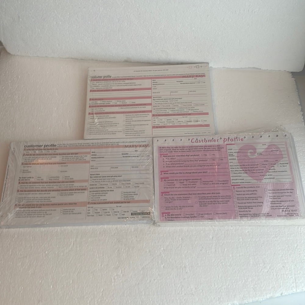 Bundle of 3 Mary Kay customer Beauty profiles sealed 75 printed in the USA